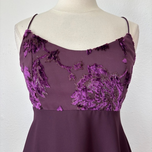 Vintage 90s Dark Purple Metallic Babydoll Sleeveless Cocktail Dress - Picture 5 of 13